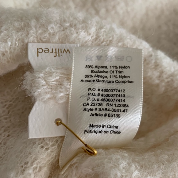 Wilfred Ivory Sweater Aritzia Alpaca/Nylon sz 2 - Picture 6 of 7